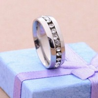 1 Piece New Single Row Zircon  Ring Stainless Steel Finger Rings Women Fine Jewelry Wholesale Classical