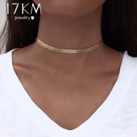 17KM Design Leaves Chain Sequins Choker Necklace Fashion Bohemian Jewelry For Woman Collar Statement Necklaces Party Jewelry 