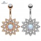 1pc Pure Lotus Opal Belly Piercing Belly Button Rings Opal Navel Piercing Ombligo Body Jewelry Flower Belly Ring Pircing Earring
