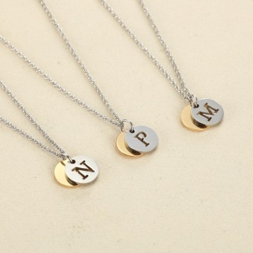 1pcs Letter Design Capital Initial Necklace Women Men Jewelry Gold/Silver Color Stainless Steel Alphabet Letter Necklace Jewelry
