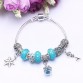 2017 New Design Hot Silver Blue Crystal Beads Snow Pendant Charm Bracelets & Bangles Jewelry Gift For Women DIY