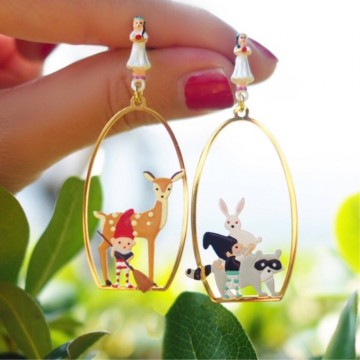 2018 Amybaby Handmade fashion Designer Enamel Glaze Snow White Fawn Raccoon Rabbit Drop Earrings Jewelry For Party