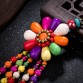 2018 Boho Handmade Colored Beaded Resin Flower Tassels Charm Keychain for Women Bohemian Fashion Keyring Bag Trinket Accessories