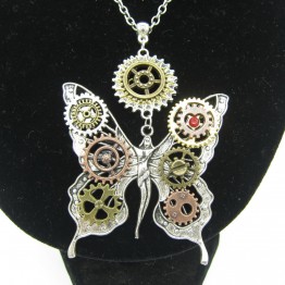 2018 Cykopv Exclusive Model Butterfly Fairy DIY Gears Steampunk Jewelry Fashion Long Pendant Necklace
