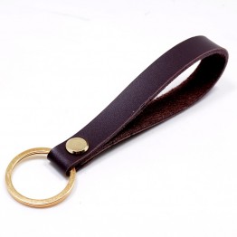 2018 New Fashion Handmade Genuine Leather Keychain Car Key Chains for Men Belt Pendant Gold Color Business Key Ring Male Jewelry