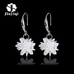 2018 New arrival ice snow flower design 925 sterling silver ladies Drop snowflake earrings jewelry birthday gift wholesale