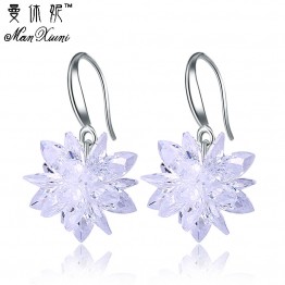 2018 New arrival ice snow flower design 925 sterling silver ladies Drop snowflake earrings jewelry birthday gift wholesale