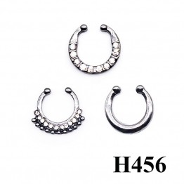 3 PCS a set  Crystal Clicker Fake Septum for Women Body Clip Hoop Vintage multicolor Fake Nose Ring Faux Piercing Body Jewelry