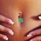 316L Stainless Steel Green Flower Crystal Navel Bars Gold Belly Button Ring Navel Piercing Jewelry 1.6*10*5*8mm