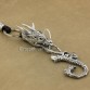 925 Sterling Silver Dragon Claw Hook Black Feather Claw Tail Mens Biker Rocker Punk KeyChain 9T010