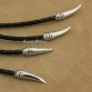 925 Sterling Silver Dragon Claw Hook Black Feather Claw Tail Mens Biker Rocker Punk KeyChain 9T010