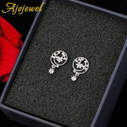 Ajojewel Brand Hollow Out Design Snow Stud Earring Classic Design Women Girl Engagement Wedding Gift Trendy Cubic Zircon Jewelry