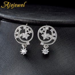 Ajojewel Brand Hollow Out Design Snow Stud Earring Classic Design Women Girl Engagement Wedding Gift Trendy Cubic Zircon Jewelry