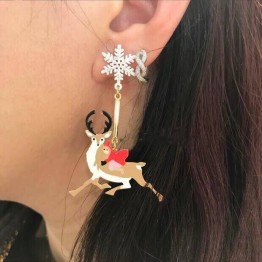 Amybaby Designer Enamel Glaze Snow Fawn Girls No Piercing Clip Drop Stud Earrings Jewelry For Party