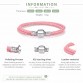 BAMOER Genuine Long Double Pink Black Braided Leather Chain Women Bracelets with 925 Sterling Silver Snake Clasp PAS908