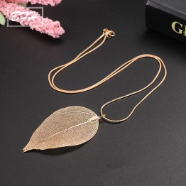 BFH Fashion Charm Maxi Design Leaf Pendant Necklaces For Women Girl Wedding Party Silver Long Necklace Jewelry Gift Wholesale