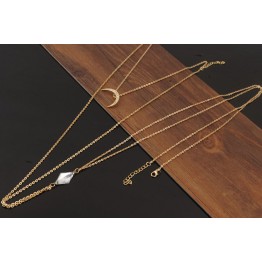 Charming Crossover Harness Crystal Moon Golden Necklace Waist Belt Belly Body Chain Jewelry Free Shipping