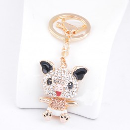 EASYA High Quality Cute Pig Pendant Charm Keychain Key Holder Crystal Rhinestone Car Key Chain Chaveiro