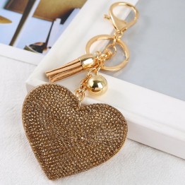 Fashion Car Play Full Crystal Rhinestone Heart Key Chain Bling Gold Silver Chain Keychain Bag Car Hanging Pendant Jewelry