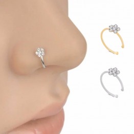 Fashion Crystal Nose Ring Indian Flower Nose Stud Hoop Septum Clicker Piercing Nose Clip Rings Body Piercing Jewelry #248361