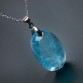 Genuine Natural Blue Topaz Pendant Gemstone Crystal 25x18x9mm Fine Jewelry Woman Lady Topaz Necklaces Pendant AAAA