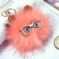 HYBZH  12CM glasses Fur PomPom KeyChain Rabbit Hair Bulb Bag pom pom Ball key chain Pendant poret clef for women Drop shipping 