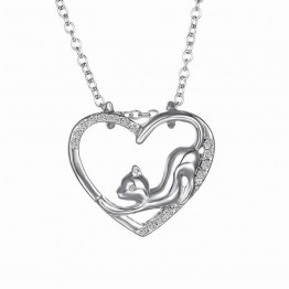 Hot Fashion Valentine's Day Gift Silver Hollow Kitty Love Cat Pendant Necklace Korean Version Of The Retro Jewelry Wholesale