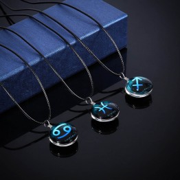 Hot sale 12 constellations Time Gems Necklace Pendant Zodiac Jewelry for Friends Best magic Christmas Gifts can dropshiping