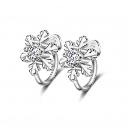 JEXXI New Snow Flower Design Clip Earrings 925 Sterling Silver for Women Ear Clip no Pierced Clips Earrings Fashion Jewelry