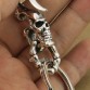 LINSION 925 Sterling Silver Skull Hook KeyRing Mens Biker Rock Punk Keychain Belt Clip TA10