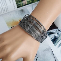 LZHLQ Multilayer Metal Wire Cuff Bangle Women 2017 Fashion Brand Jewelry Accessories Geometric Opened Maxi Punk Bangle Bracelet