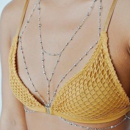 Moonso simple sexy 18 carat gold body jewelry necklace and pendant jewelry bikini for women 4117