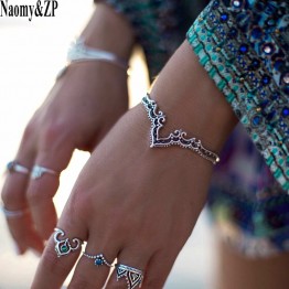 Naomy&ZP Bracelets & Bangles Vintage Indian Hollow Pattern Bangle Bohemian Cuff Bracelets For Women Femme Fashion Jewelry
