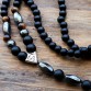 New Design Black Men's pendants Necklace 6MM stone bead with anchor charm pendant necklace Fashion Jewelry