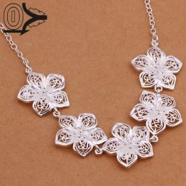 New Design!!Wholesale Silver Plated Necklace & Pendant,Fashion Jewelry Accessories,Retro Hollow Snow Flower Silver Necklaces