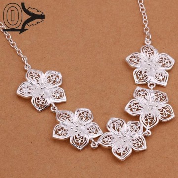 New Design!!Wholesale Silver Plated Necklace & Pendant,Fashion Jewelry Accessories,Retro Hollow Snow Flower Silver Necklaces