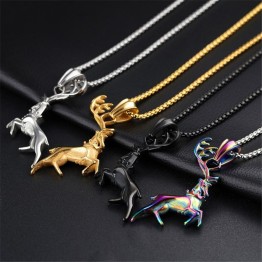New Enamel Statement Metal Alloy Animal Deer Stag Elk Choker Necklace Chain Collar Pendant 2017 Hot Fashion Women Wapiti Jewelry
