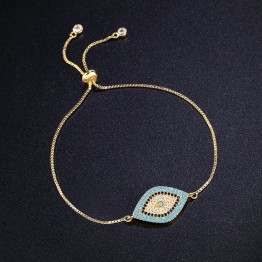 New Simple Designer Turkish Gold Evil Eye Bracelet Pave CZ Blue Eye Gold Bracelets for Women Dubai Gold Jewelry brtk53