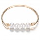 New Wedding Jewelry Gold/Silver Plated Open Cuff Bracelets Simple Double Simulated Pearl Ball Beads Adjustable Bangles Women