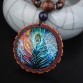 New design fashion peacock feather ethnic necklace,Nepal jewelry handmade sandalwood long sweater vintage jewelry necklace,