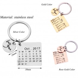 Personalized Calendar Keychain Date Customized Custom Key Chain Calendar Keychain Heart Highlighted Date Sleutelhanger With Box