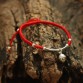 Real 925 Sterling Silver Bell Bracelet   Amulet  Handmade   Lucky Red Rope Bangle Jewelry