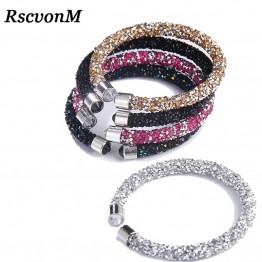 RscvonM Exquisite Crystal Cuff Bracelet Brand Open Bangles Pulseira Feminina For Women Bijoux New Fashion Jewelry Gift Bangles