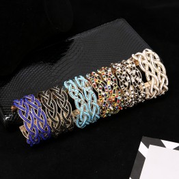 Vintage Boho Gold Hollow Indian Dubai Jewelry Fashion Classic Beads Wide Bangles For Women Party Cuff Love Bracelets Bangles