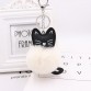 ZOEBR Car Keyring Snow Fur Key Holder Rabbit Fur Ball Key Chain Black Cat Head Doll Keychain Animal Pompom Pendant Charm Jewelry