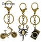 ZORCVENS Vintage Men Adjustable Bicycle Crab Camera Clock Keychain Copper Alloy Genuine Leather Key Chains Hand Made